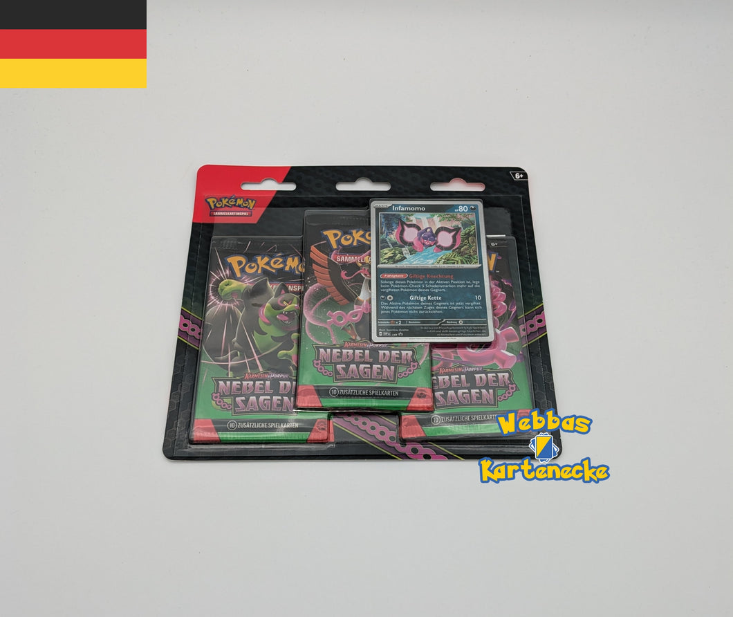 Pokemon TCG Karmesin & Purpur Nebel der Sagen SFA 3er Blister (deutsch)