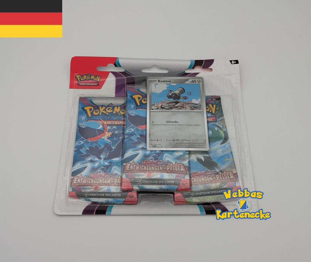 Pokemon TCG Entwicklungen in Paldea 3er Blister Knattox (deutsch)