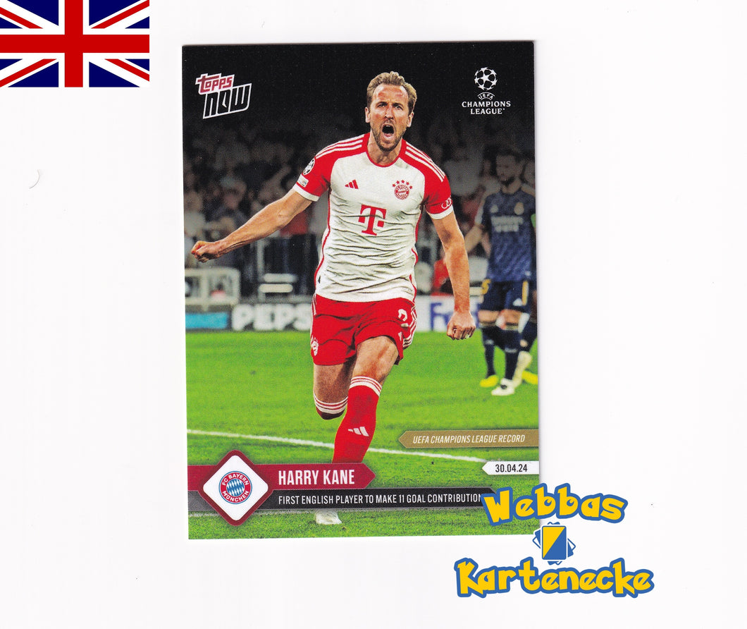 UCL TOPPS NOW Card #123 - Harry Kane - First english Player to make 11 Goal Contributions