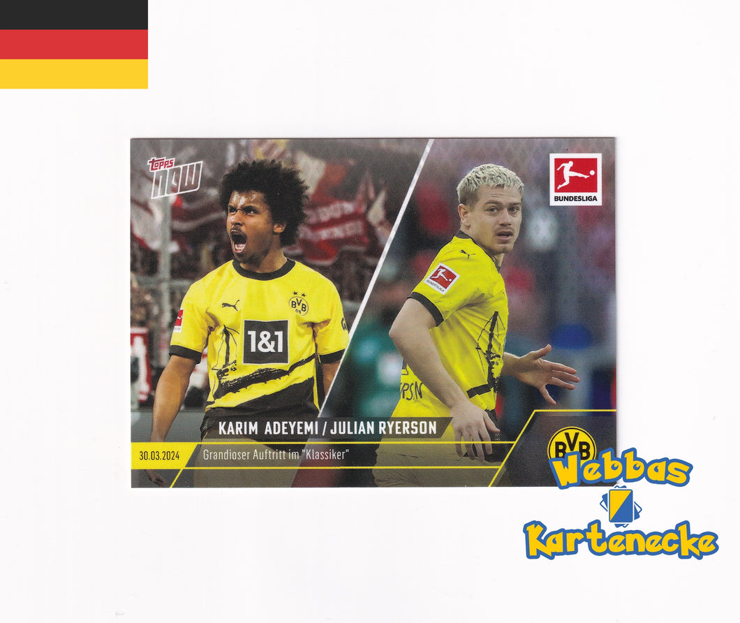 Bundesliga TOPPS NOW Karte #155 - Karim Adeyemi / Julian Ryerson - Grandioser Auftritt im 