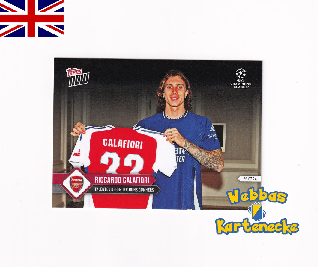 UCL TOPPS NOW Card #143 - Riccardo Calafiori - Talented Defender joins Gunners