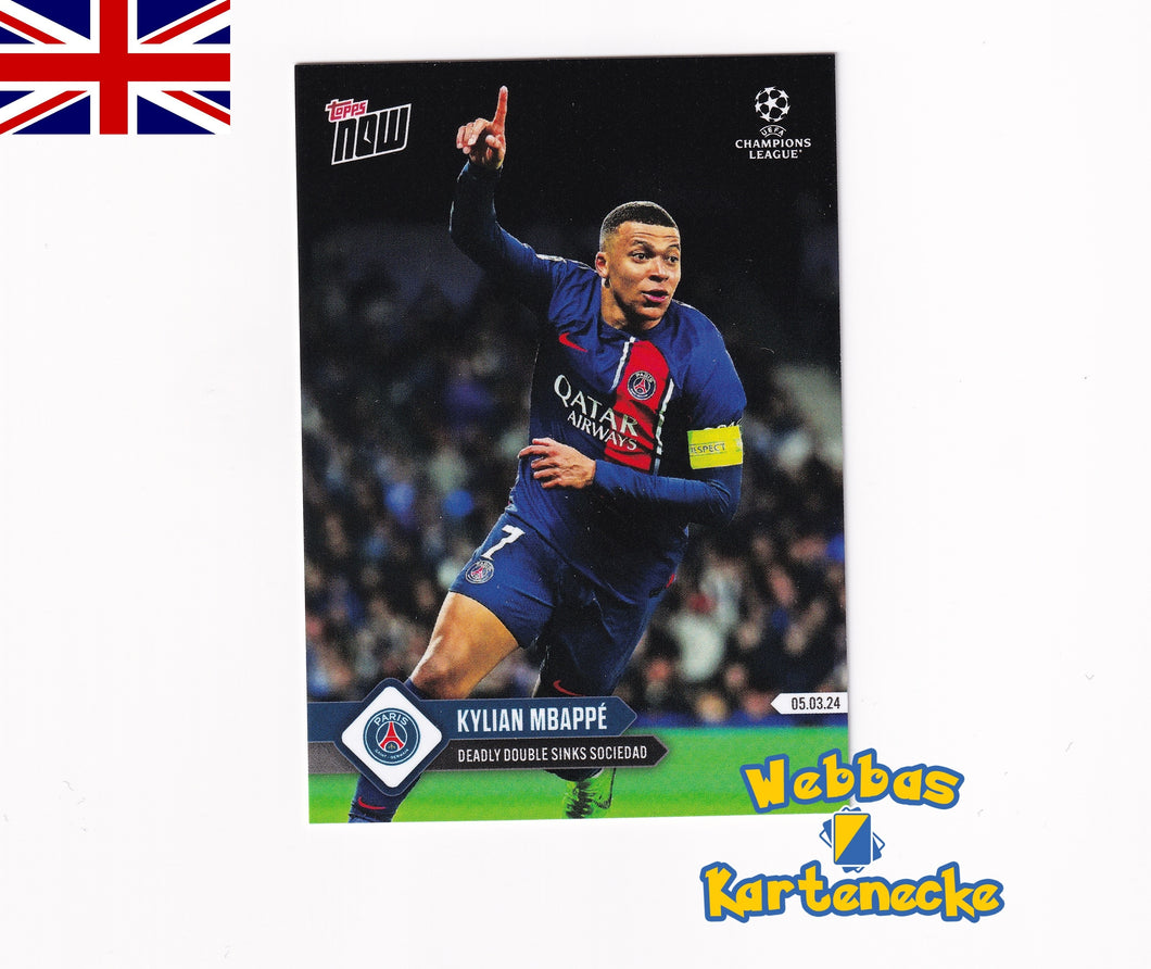 UCL TOPPS NOW Card #100 - Kylian Mbappé - Deadly double sinks Sociedad