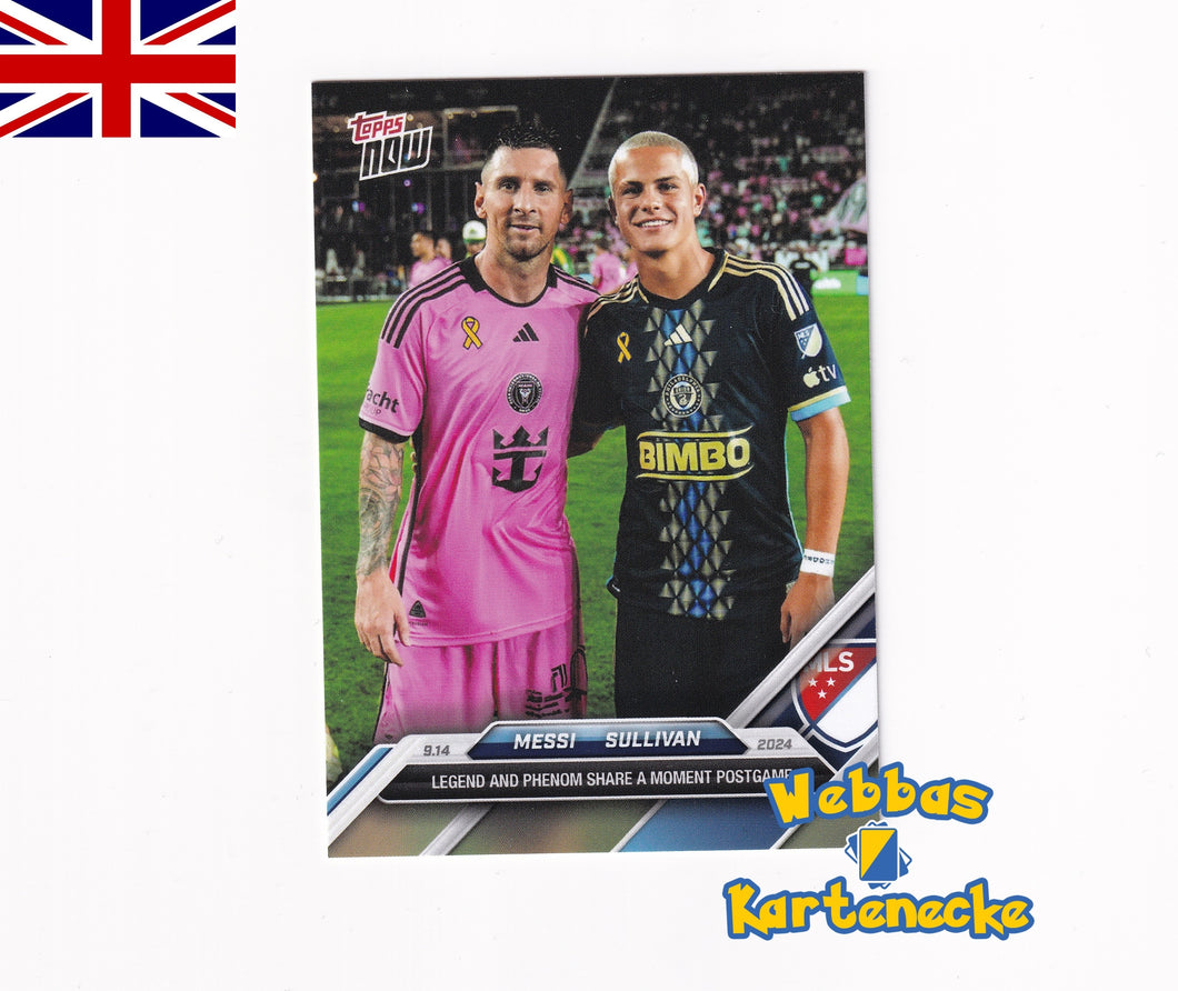 MLS TOPPS NOW Karte #129 - Messi & Sullivan - Legend and Phenom share a Moment Postgame