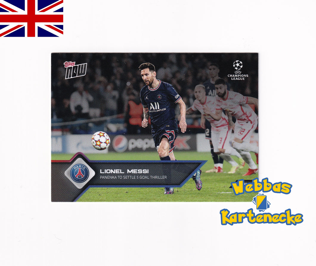 UCL TOPPS NOW 2022 Card #047 - Lionel Messi - Panenka to settle 5 Goal Thriller