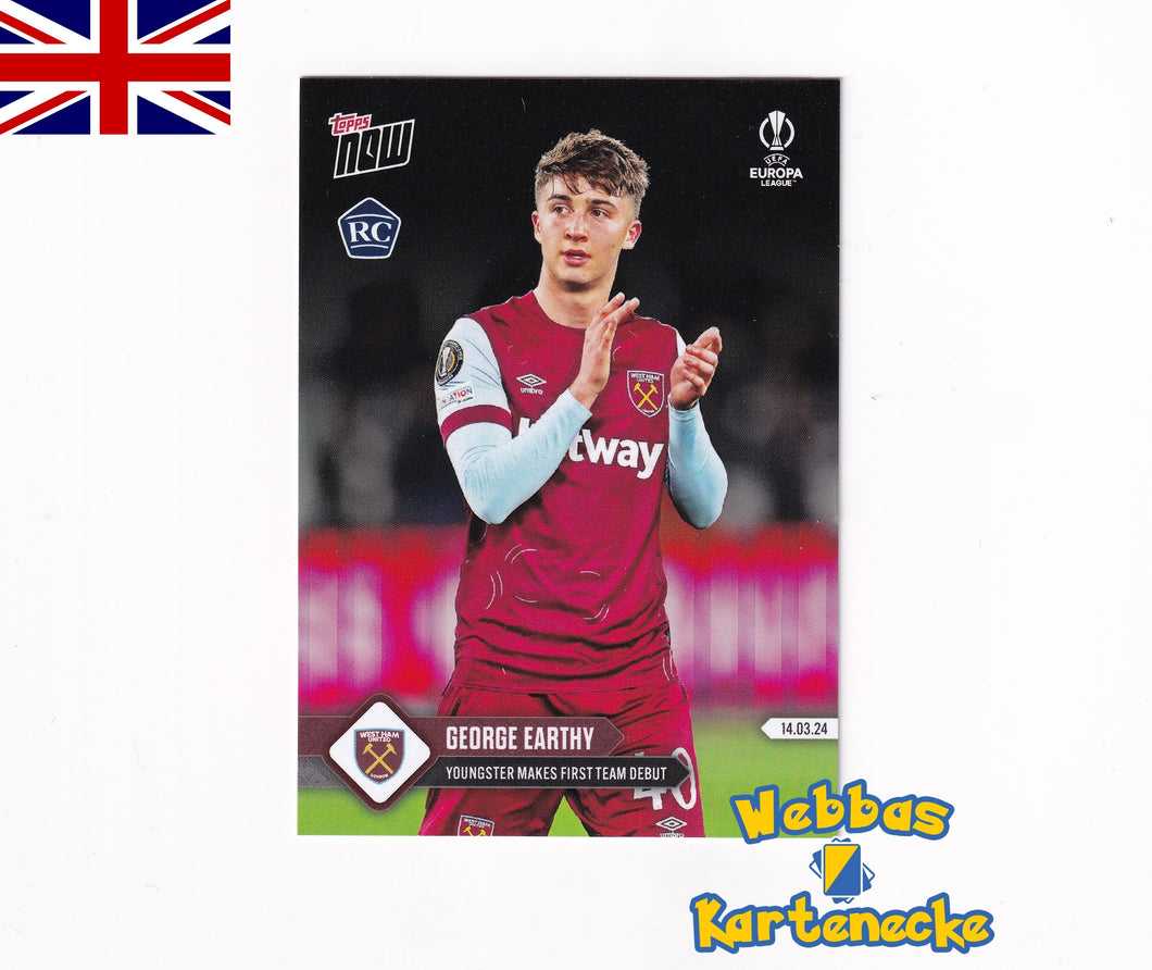 2023/24 UEL TOPPS NOW Card #35 - George Earthy - Youngster makes First Team Debut