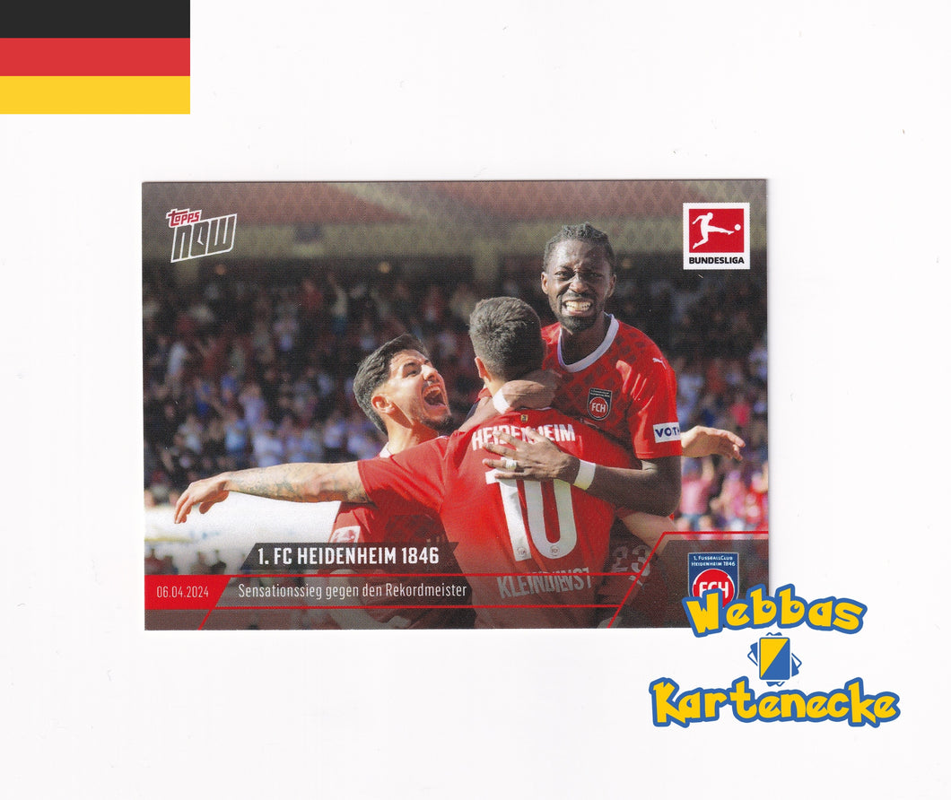 2023/24 Bundesliga TOPPS NOW Karte #159 - 1. FC Heidenheim 1846 - Sensationssieg gegen den Rekordmeister