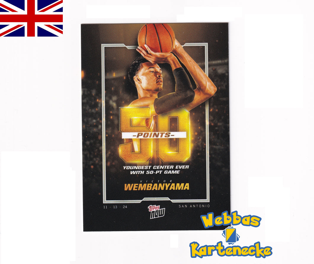 2024 NBA TOPPS NOW Karte #007 - Victor Wembanyama - Youngest Center ever with 50-PT Game