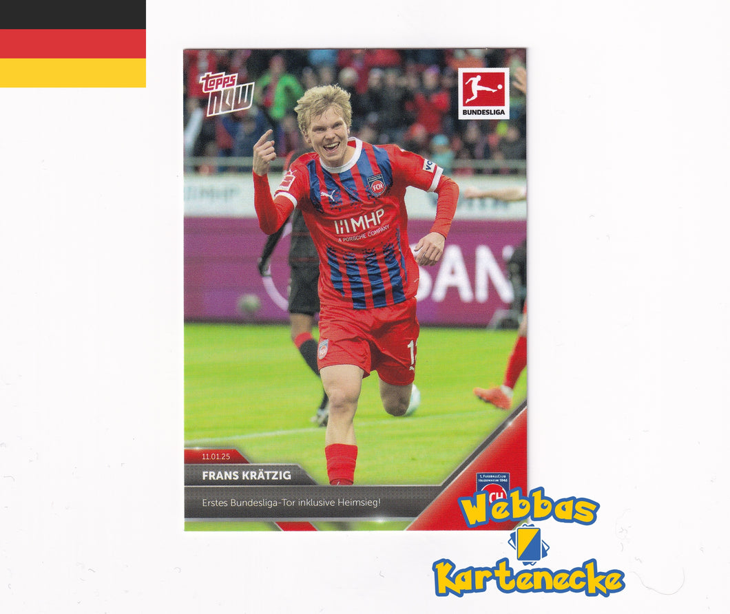 2024/25 Bundesliga TOPPS NOW Karte #091 - Frans Krätzig - Erstes Bundesliga-Tor inklusive Heimsieg!